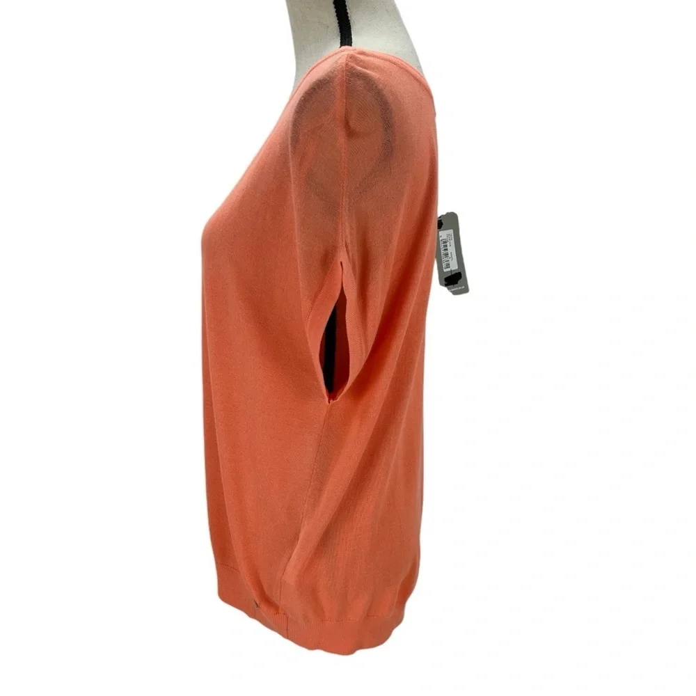 Bench Cap Sleeve Round Neck Lightweight Sweater - Orange - size Small